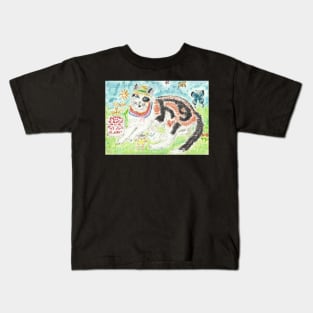 Cute Calico cat in a hat Kids T-Shirt